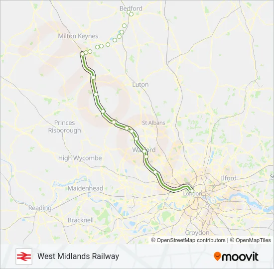 WEST MIDLANDS RAILWAY Train Line Map