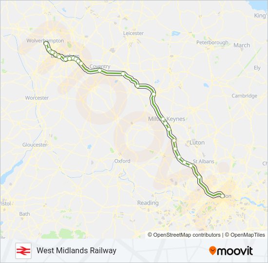 WEST MIDLANDS RAILWAY Train Line Map