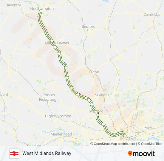 WEST MIDLANDS RAILWAY Train Line Map