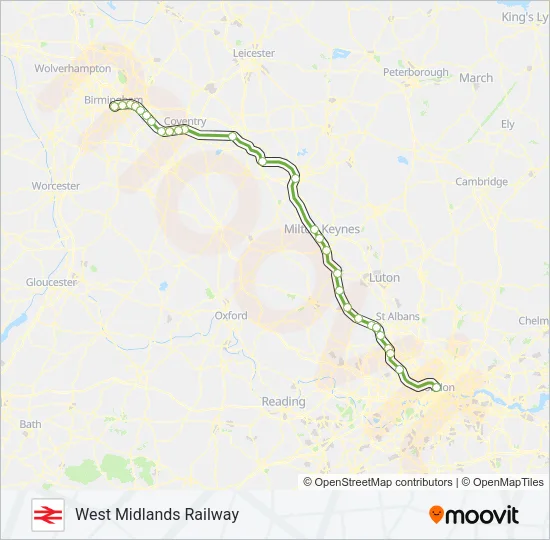 WEST MIDLANDS RAILWAY Train Line Map