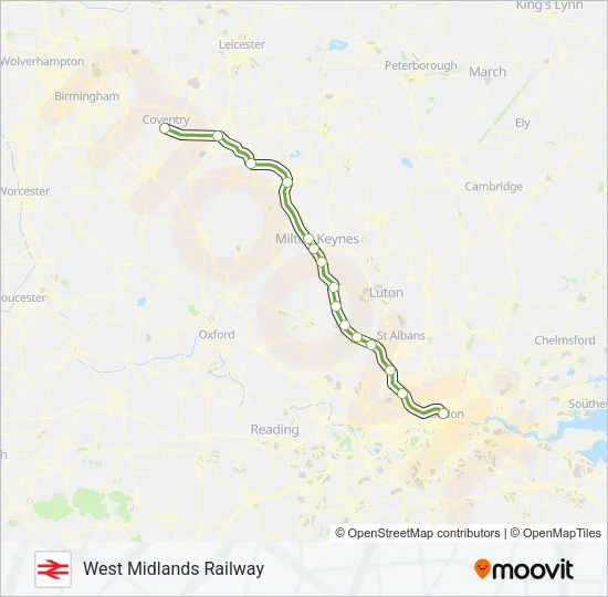 WEST MIDLANDS RAILWAY Train Line Map