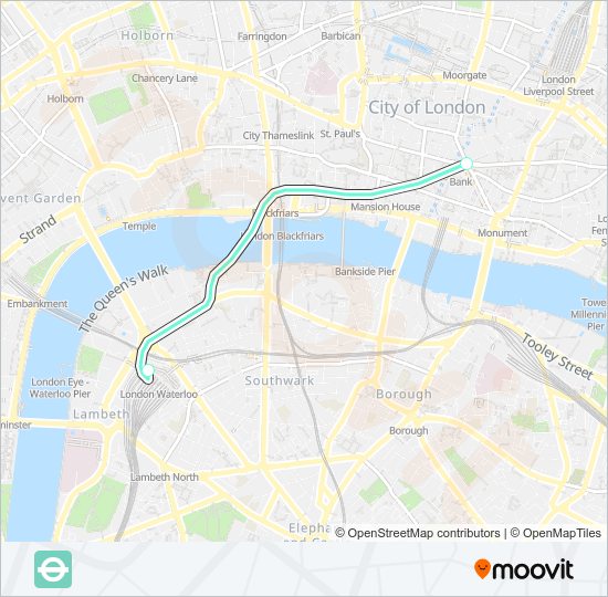WATERLOO & CITY Tube Line Map