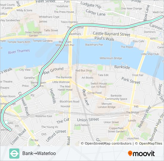 WATERLOO & CITY tube Line Map