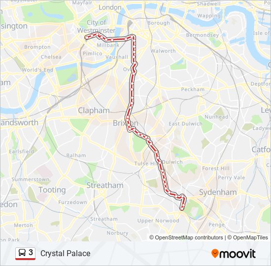 Bus 3 Route Map 3 Route: Schedules, Stops & Maps - Crystal Palace (Updated)