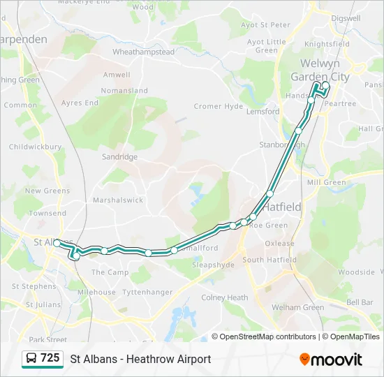725 Route: Schedules, Stops & Maps - Welwyn Garden City (Updated)