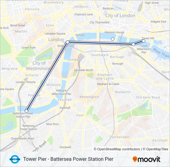 RB2 River Bus Line Map