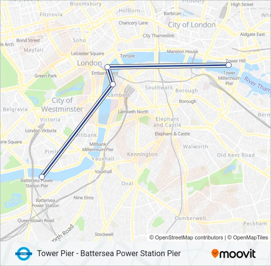 RB2 River Bus Line Map