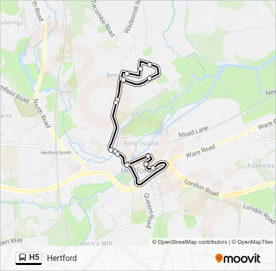 Map H5 H5 Route: Schedules, Stops & Maps - Hertford (Updated)