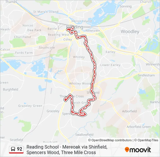 92 Route: Schedules, Stops & Maps - Reading Town Centre (Updated)