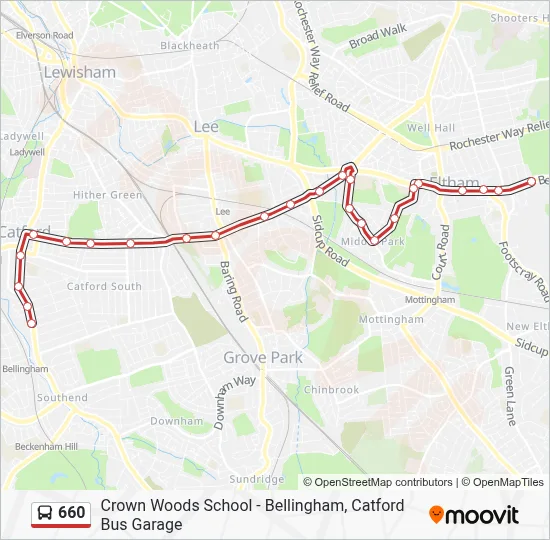 660 Route: Timetables, Stops & Maps - Crown Woods School (Updated)