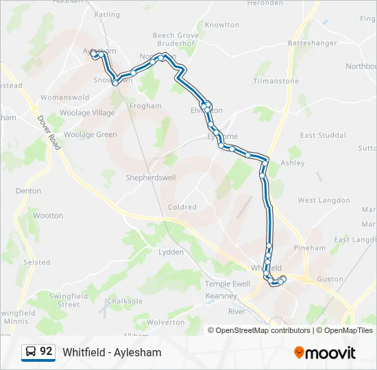 92 Route: Schedules, Stops & Maps - Aylesham (Updated)