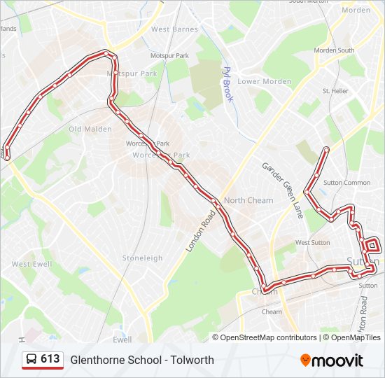 613 bus Line Map