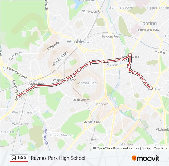 655 bus Line Map