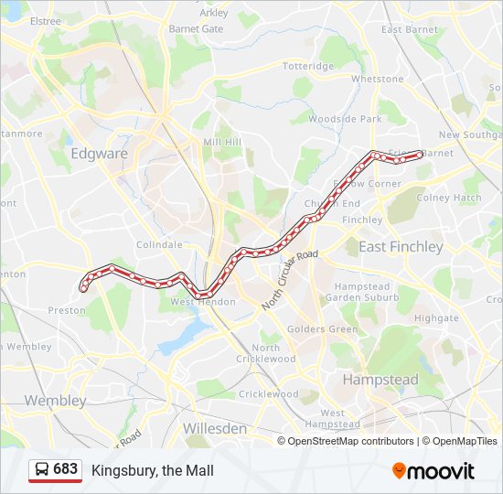 683 Route: Schedules, Stops & Maps - Kingsbury, the Mall (Updated)