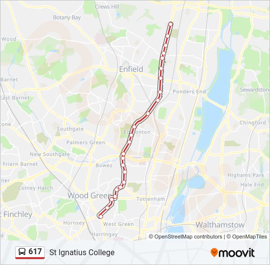 617 Bus Line Map