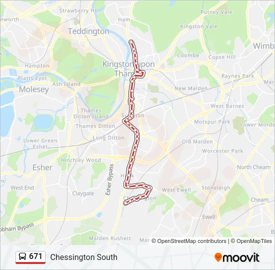 671 Bus Line Map