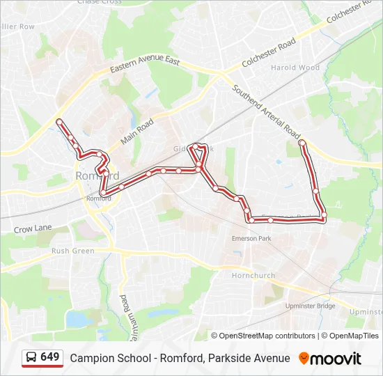 649 Route: Schedules, Stops & Maps - Romford, Parkside Avenue (Updated)
