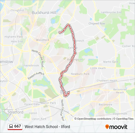 667 Bus Line Map