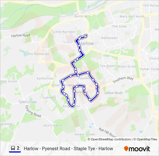 2 Route: Schedules, Stops & Maps - Harlow Town Centre (Updated)