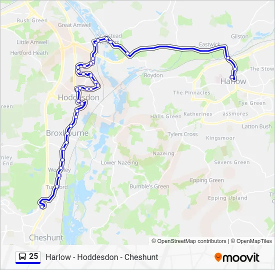 25 Route: Schedules, Stops & Maps - Cheshunt (Updated)