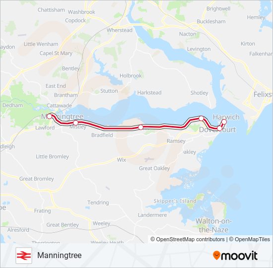 Greater Anglia Route Schedules Stops And Maps Manningtree Updated 8386