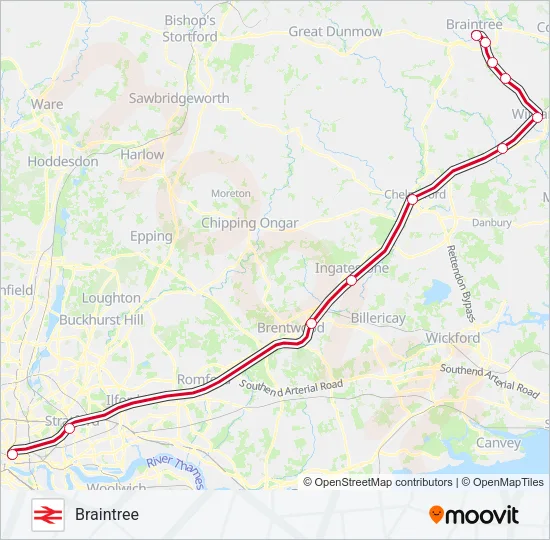 GREATER ANGLIA Train Line Map