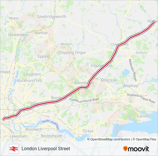 GREATER ANGLIA Train Line Map