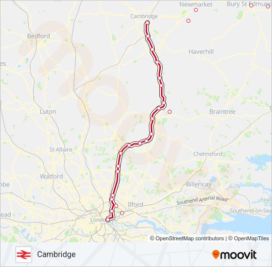 GREATER ANGLIA Train Line Map