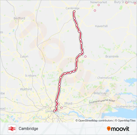 GREATER ANGLIA Train Line Map