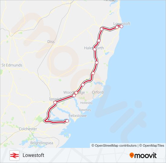 GREATER ANGLIA Train Line Map