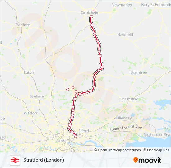 GREATER ANGLIA Train Line Map