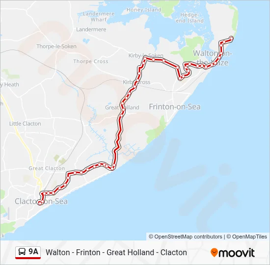 9A Route: Schedules, Stops & Maps - Walton-On-The-Naze (Updated)