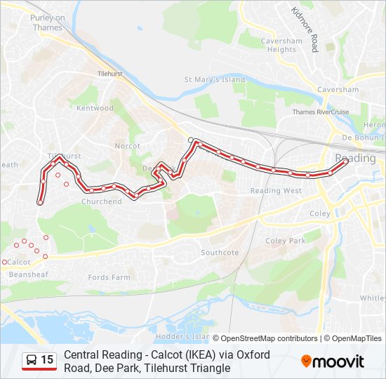 Bus 15 Route Map 15 Route: Schedules, Stops & Maps - Reading Town Centre (Updated)