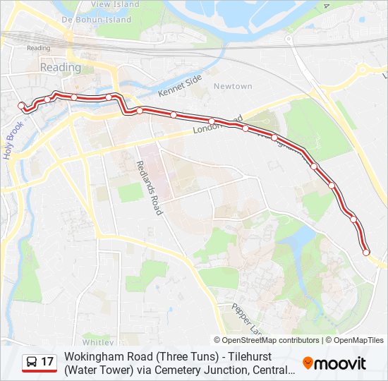 Bus 17 Route Map 17 Route: Schedules, Stops & Maps - Reading Town Centre (Updated)