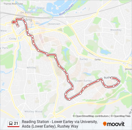 Bus 21 Route Map 21 Route: Schedules, Stops & Maps - Lower Earley (Updated)