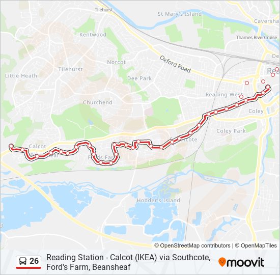 Bus 26 Route Map 26 Route: Schedules, Stops & Maps - Reading Town Centre (Updated)