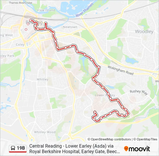 19B Route: Schedules, Stops & Maps - Lower Earley District Centre (Updated)