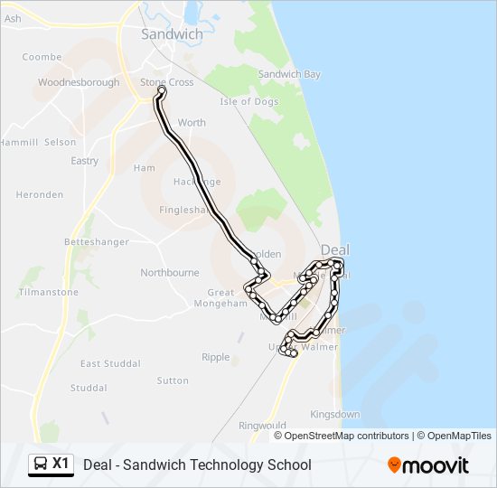 X1 bus Line Map