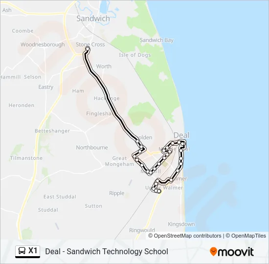X1 Bus Line Map