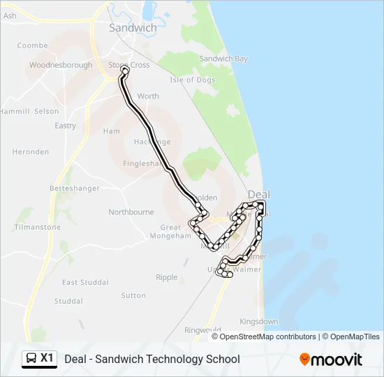 X1 Bus Line Map
