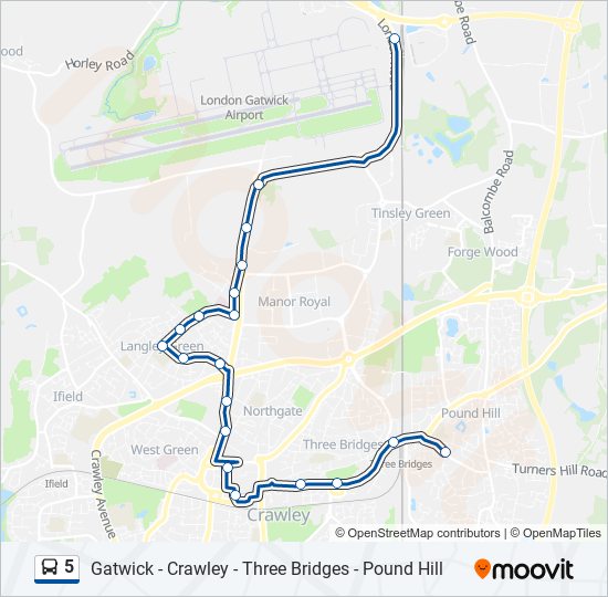 Pound Hill Crawley Map 5 Route: Schedules, Stops & Maps - Pound Hill (Updated)