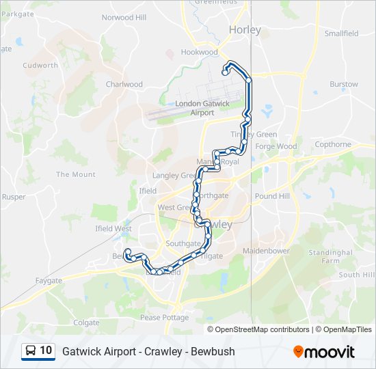 Bus 10 Route Map 10 Route: Schedules, Stops & Maps - Gatwick Airport (Updated)