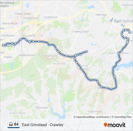 Bus 84 Route Map 84 Route: Schedules, Stops & Maps - Crawley (Updated)