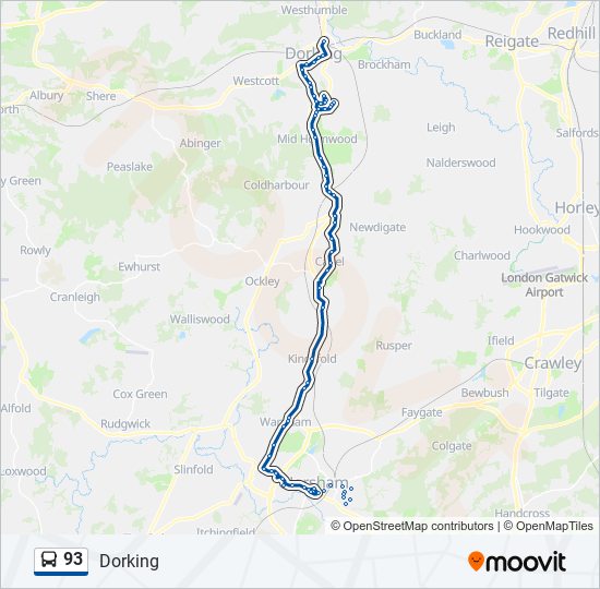 93 Route: Schedules, Stops & Maps - Dorking (Updated)