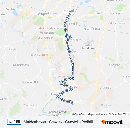 Bus 100 Route Map 100 Route: Schedules, Stops & Maps - Gatwick Airport (Updated)