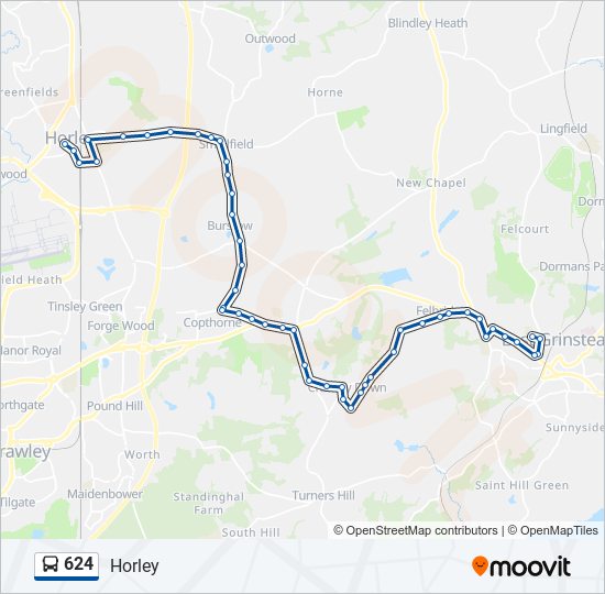 624 Route: Schedules, Stops & Maps - Horley (Updated)