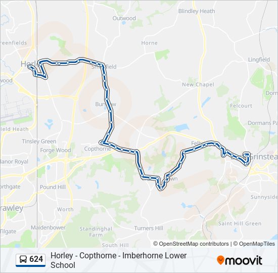 624 Route Schedules Stops Maps Horley Updated 