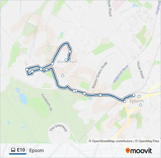 E10 Bus Line Map