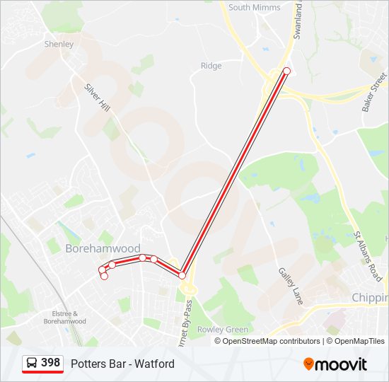 398 Route: Schedules, Stops & Maps - South Mimms (updated)