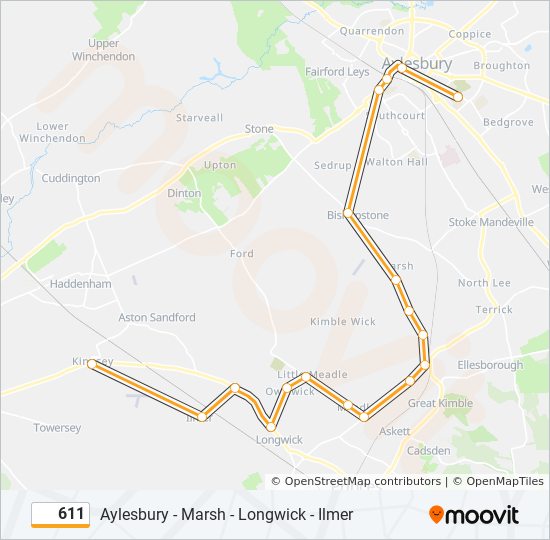 611 bus Line Map